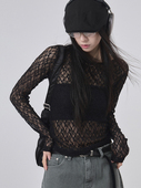 long 韩代Raucohouse sleeve镂空T恤 see through Sheer pattern