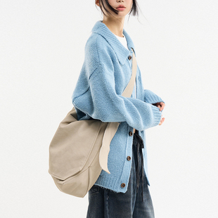 韩国代购Raucohouse Edge wide strap suede cross bag单肩斜挎包