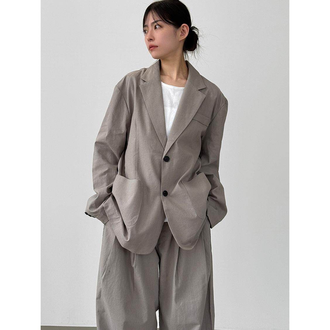 Localmansion韩代棉麻西服外套