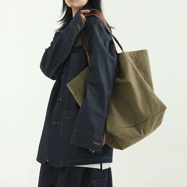 国内现货！oversize washed cotton basket bag 女款单肩帆布包