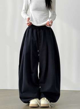 韩代25two tuck cotton wide balloon banding pants(unisex)卫裤