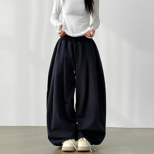 wide balloon 卫裤 tuck unisex cotton pants 韩代25two banding