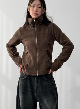 韩代26 napping-lined velour 2way zip-up jacket 高领夹克外套