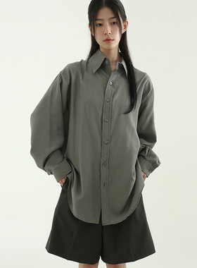 韩国代购25S/S rayon silky shirt (unisex) 设计师宽松长袖衬衫