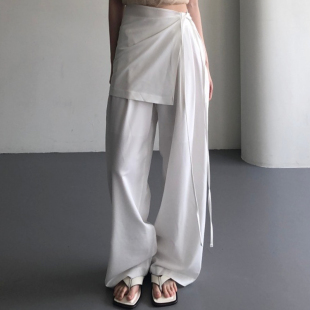 wearable 吊裙休闲长裤 wrap pants纯色设计师款 set adelio韩代