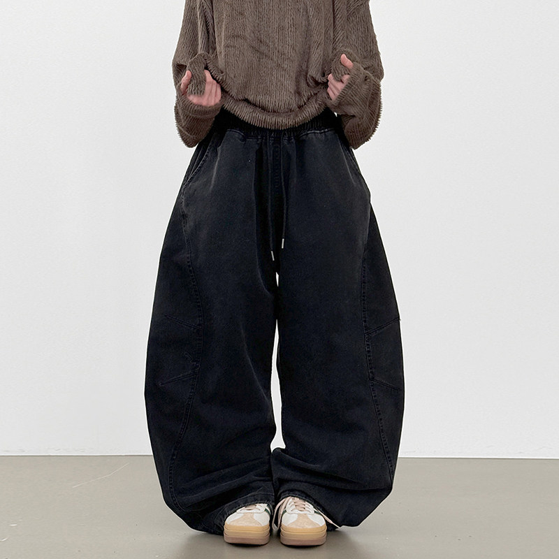 韩代26 washed denim section banding pants (unisex)水洗牛仔裤