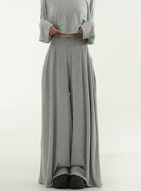 韩国代购24 rayon wide banding pants 设计师宽松垂感捏褶长裤