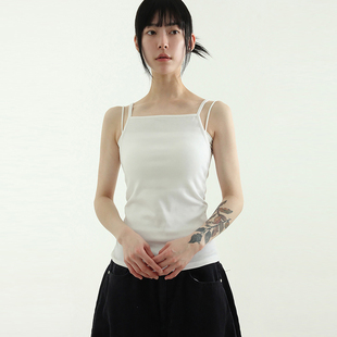 韩国代购24F/W fleece-lined basic sleeveless top 基础吊带背心