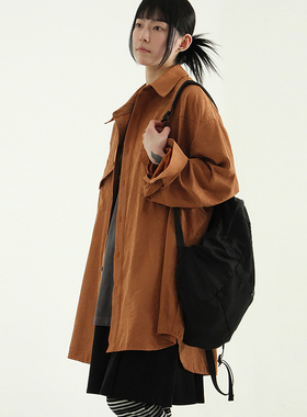 韩国代购25A/W paper round back pack 设计师复古尼龙双肩背包