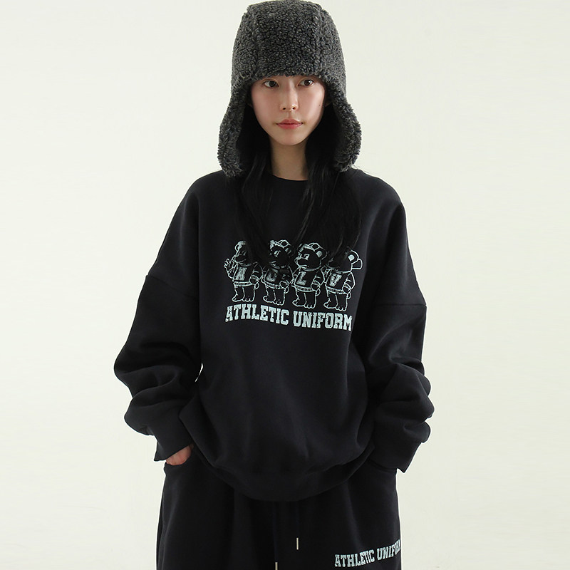 韩国代购24F/W ATHLETIC printed cotton mtm (unisex) 印花卫衣