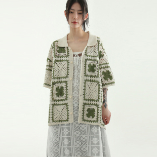 neck croche 针织开衫 unisex collar cardigan 韩代25S knit