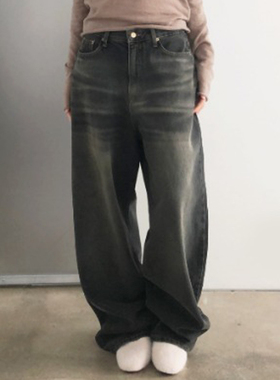 adelio韩代25 blue sand washing jeans 基础水洗磨白宽松牛仔裤