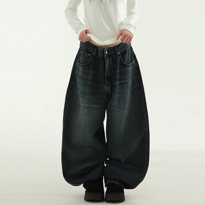 Localmansion韩代深蓝牛仔长裤