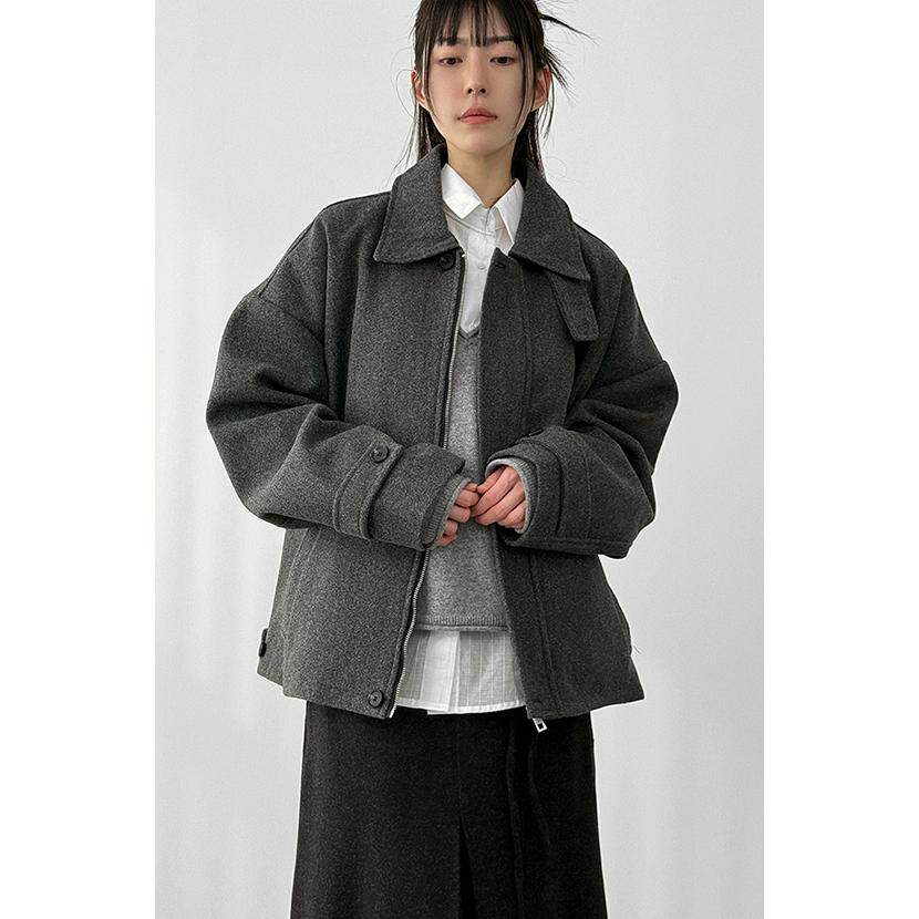 Localmansion韩代高领毛呢外套