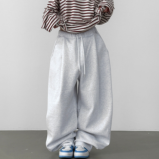 韩代26A pin wide tuck banding cotton unisex 捏褶卫裤 pants