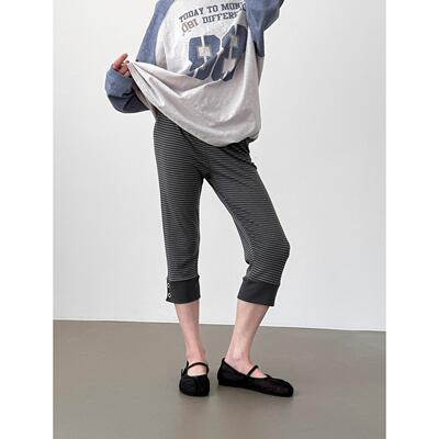 Localmansion韩代百搭条纹七分裤