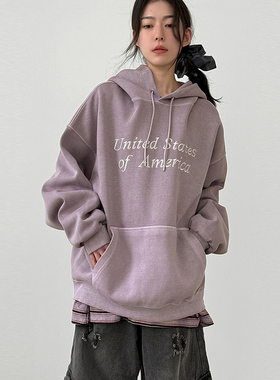 韩代25 emborody pigmented cotton hoody (unisex)字母刺绣帽衫