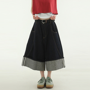 roll 牛仔7分裤 unisex selvage pants 韩代24F bermuda