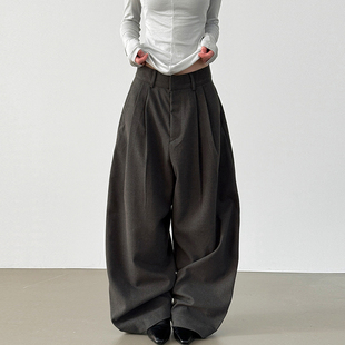 two tuck 双褶宽松长裤 unisex wool slacks 韩代26A balloon