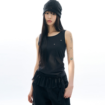 Raucohouse韩代飘带网纱背心