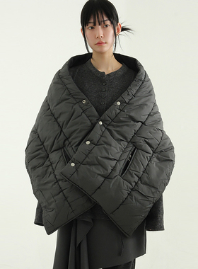 韩国代购24 padding poncho (unisex)设计师款棉服斗篷围巾披肩