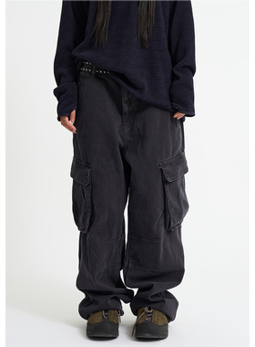 Raucohouse韩代 Vintage Washed Diving Cargo Wide Pants 工装裤
