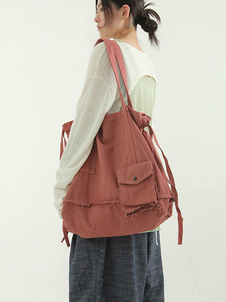 韩国代购23S/S vintage pigmented cotton square bag 帆布背袋包 箱包皮具/热销女包/男包 时尚帆布包 原图主图