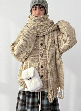韩代26 wodden button collar neck knit cardigan(unisex)针织衫