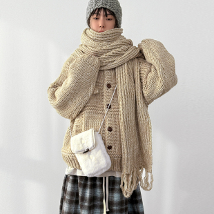 collar neck 针织衫 wodden unisex button cardigan 韩代26 knit