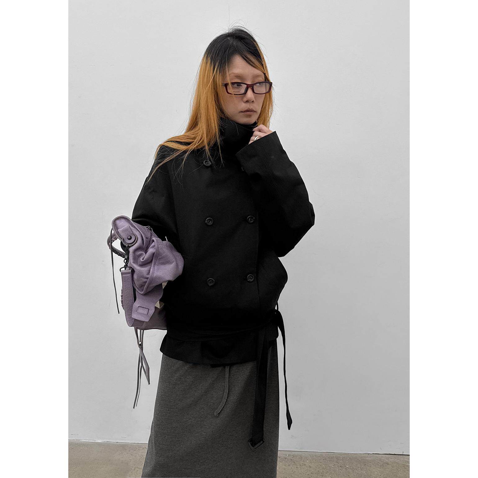 BLACKUP韩代双排扣风衣外套