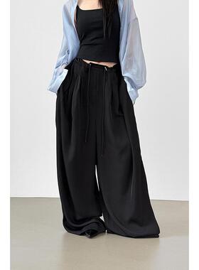 韩国代购26S/S pleated string slacks (unisex) 抽绳宽松长裤女