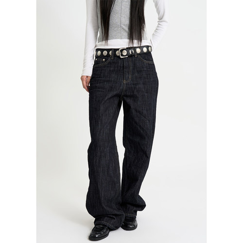 韩代Raucohouse复古深蓝牛仔裤