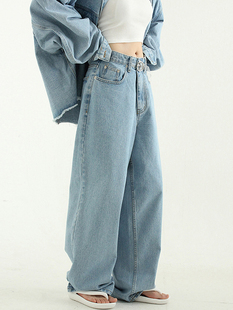 韩国代购 oversize wide jean (unisex) 宽松垂感牛仔裤男女同款