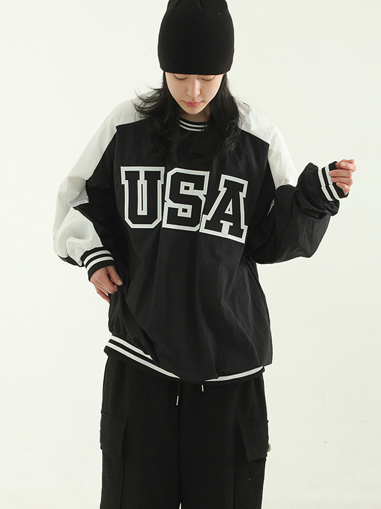 韩国代购23S/S USA paper track mtm (unisex) 字母拼接卫衣男女