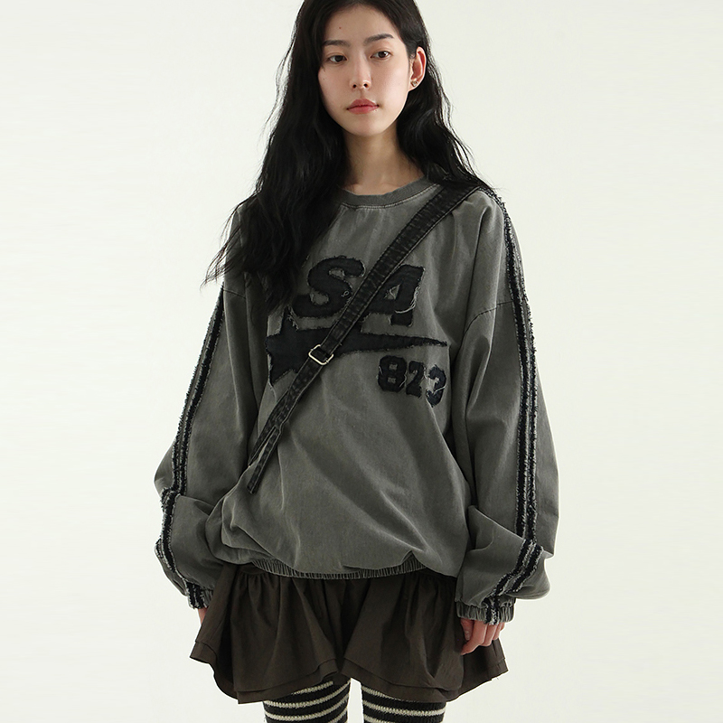 韩代25A/W pigmented cotton track mtm (unisex) 字母刺绣卫衣