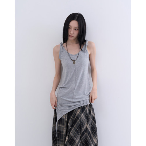 lowear韩代不规则下摆吊带背心