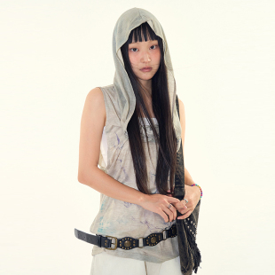 韩代Raucohouse Sella hoodie sleeveless 印花连帽背心上衣百搭