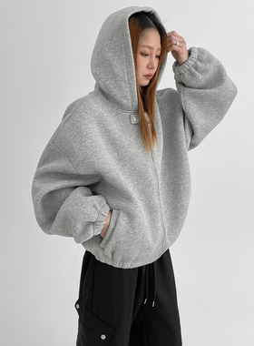 韩国代购26 (UNISEX) Ahong Snap Button Hooded Zip-up 拉链帽衫
