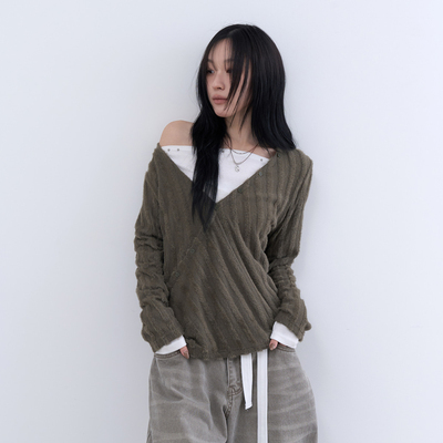 lowear韩代条纹长袖针织衫