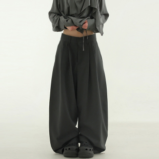 tuck balloon slacks 韩国代购 捏褶垂感西裤 two unisex 百搭