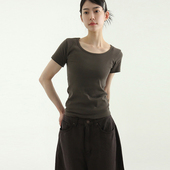 half 25S round slim tee T恤衫 基础短袖 韩国代购 neck cotton