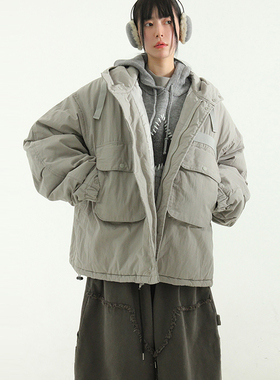 韩代23F/W cargo pocket hood padding jumper (unisex)连帽棉服