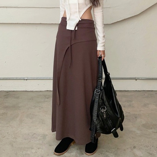 adelio韩代 span maxi layered skirt 设计师款分层半身裙长款