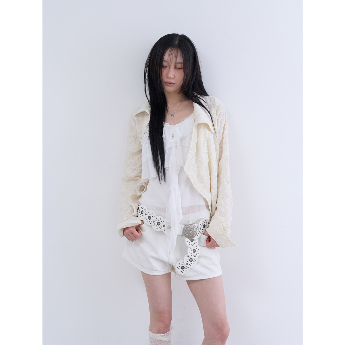 lowear韩代不对称长袖衬衫