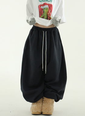 韩代24fleece-lined soft cotton banding pants(unisex)加绒卫裤