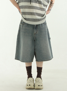 韩代23S/S two tone carpenter denim half pants (unisex) 短裤