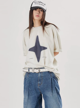 韩代Raucohouse ESPER PIGMENT DYING OVER T-SHIRT 星星半袖T恤