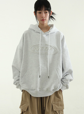 韩国代购24 elbow patched cotton hoody (unisex) 刺绣字母帽衫
