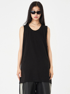 over 韩代Raucohouse Crack vintage 宽松纯色背心女 sleeveless