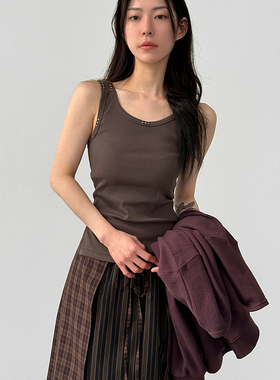 韩国代购25F/W stud golgi sleeveless top 设计师款铆钉背心上衣